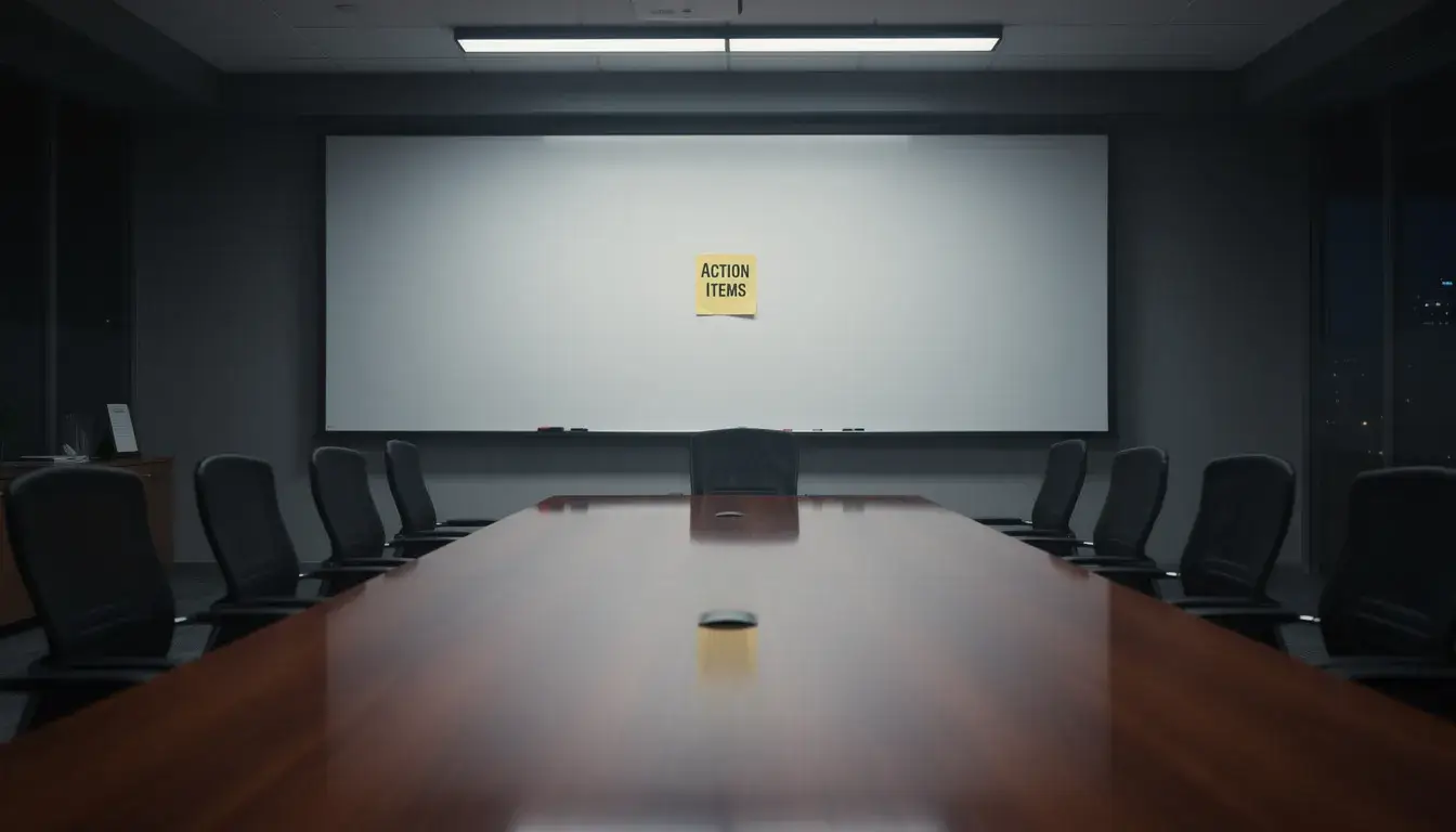 Empty corporate boardroom representing overthinking simple automation tasks