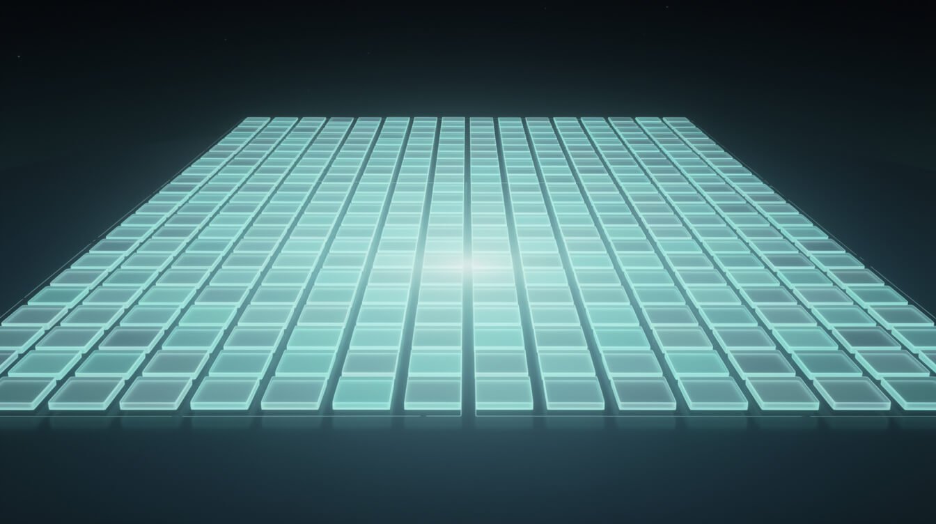 glowing structured grid of data cells representing a single source of truth
