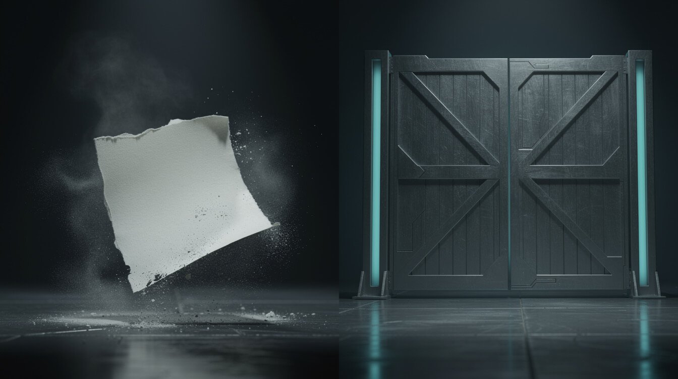 A polite rule versus a hard-stop hook, illustrated