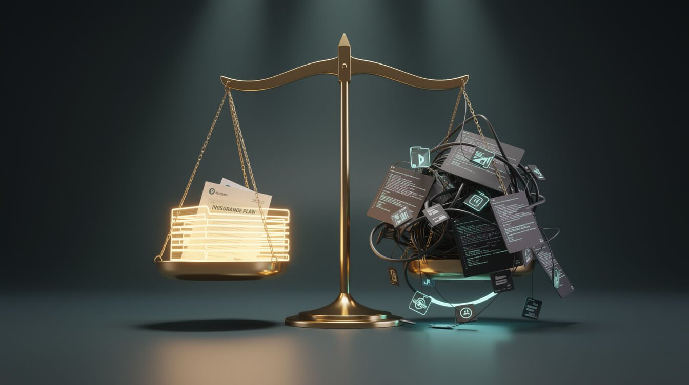 A plan document outweighing tangled code on a scale, planning mode as cheap insurance
