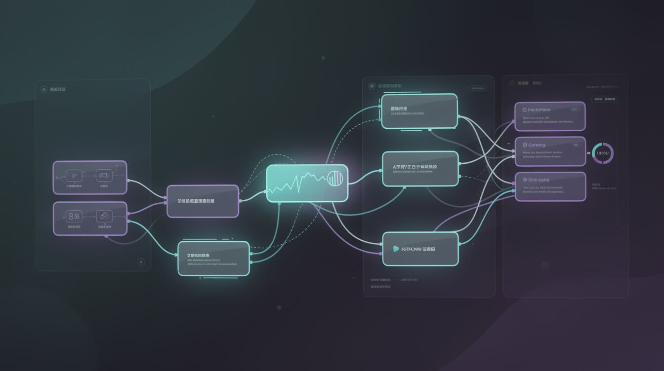 Node-based no-code AI agent builder canvas with connected blocks