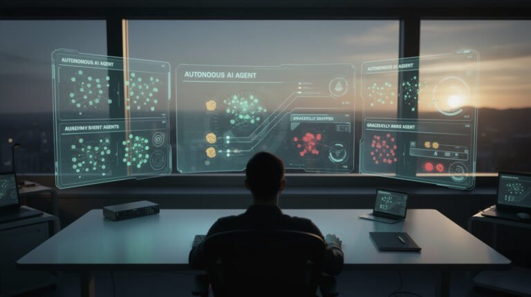 autonomous ai agents monitoring dashboard showing running, skipped, and flagged tasks