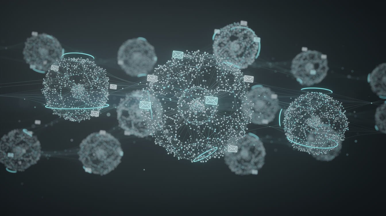 AI sorting an email audience into dynamic living clusters in real time