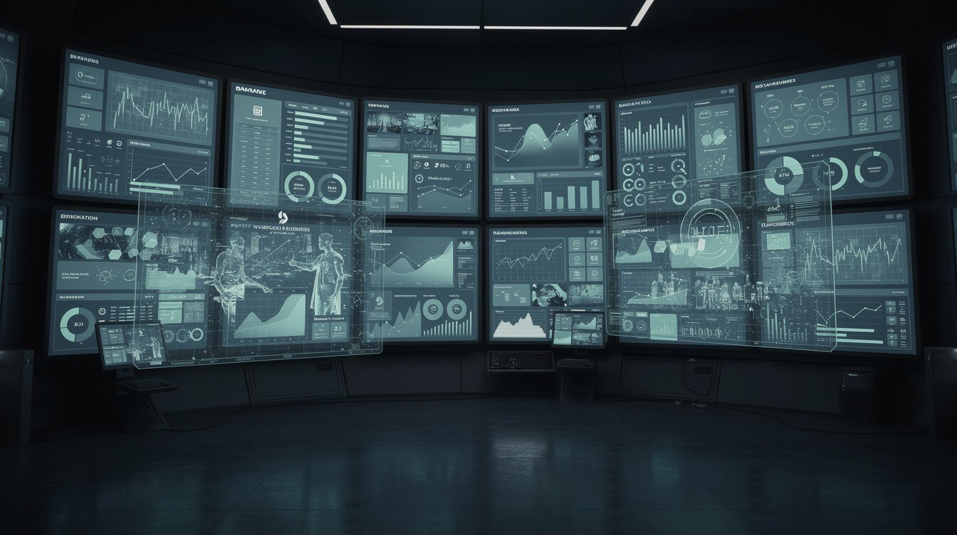A control room of dashboards running ten autonomous brand businesses