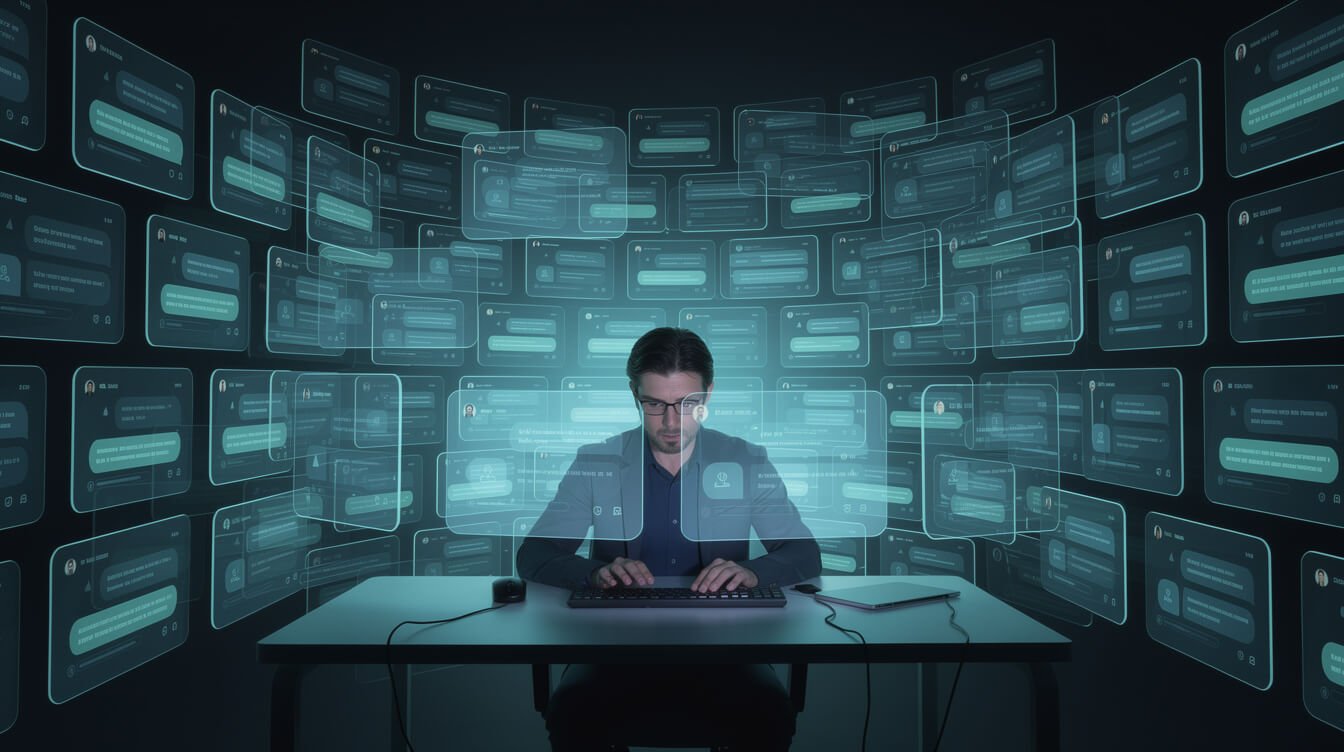 An operator buried in repetitive manual AI chat tasks that should have been automated