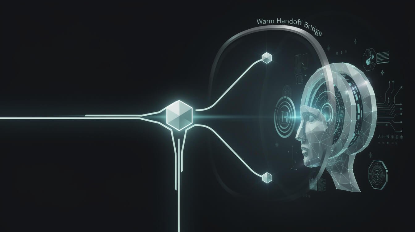 An AI receptionist escalating a call with a warm transfer to a human