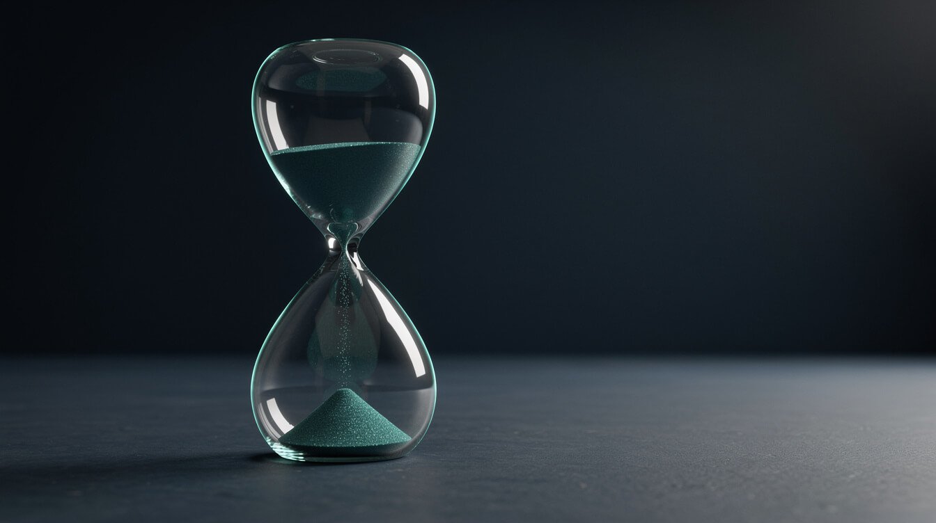 An hourglass running out, standing in for the 7-day loop expiry
