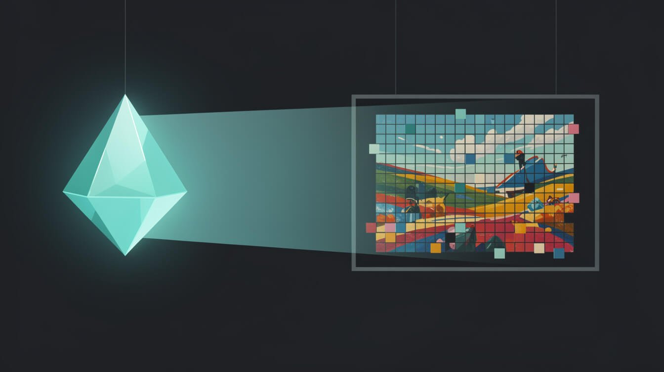 A prompt flowing into a finished image with the successor to the DALL-E AI image generator